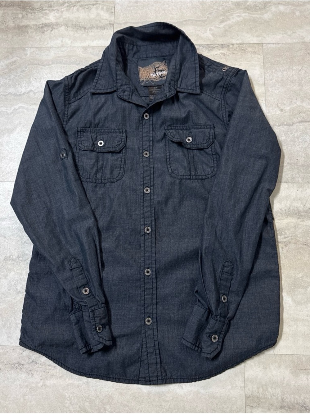Boys’ Dark Denim Button-Up Shirt